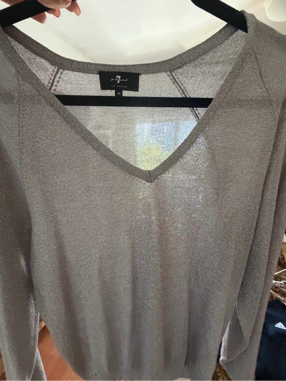 7 For All Mankind Metallic Shimmer V Neck Sweater M